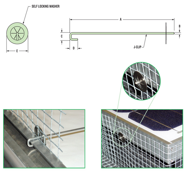 Heyco SunScreener Wire Mesh Clip, Stainless Steel with Black Painted Washer